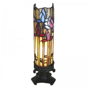 Lampa Tiffany Blue Glass Flowers 15x15x27 cm, Clayre & Eef Lampa Tiffany Blue Glass Flowers 15x15x27 cm, Clayre & Eef